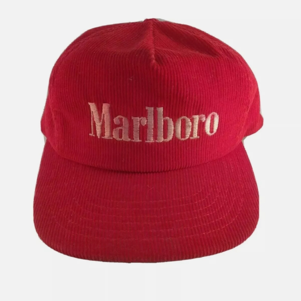 Vintage Marlboro Corduroy Hat Snapback Red